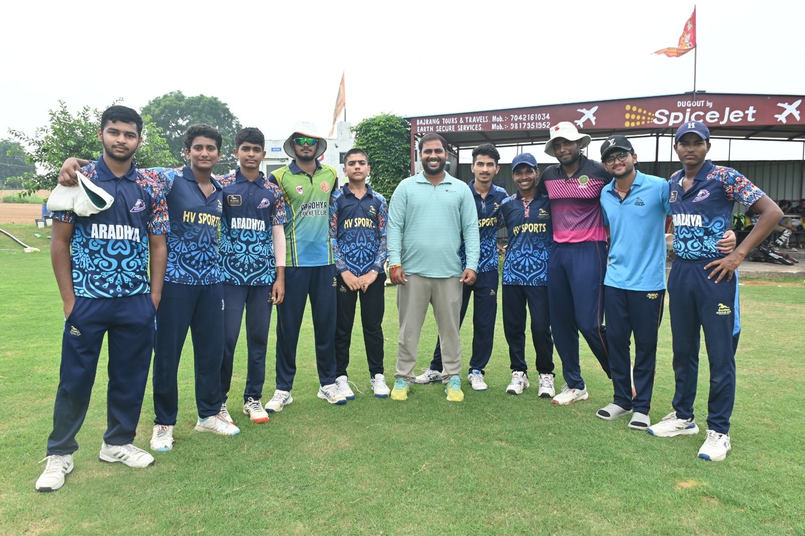 Aradhya Cricket Club players with their coach on the ground
